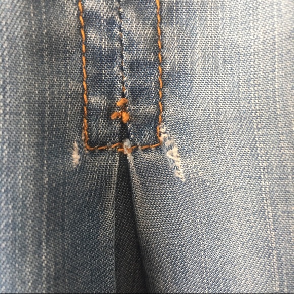 [SOLD] Velvet Heart Tab Sleeve Tencel Chambray Top - Picture 5 of 8